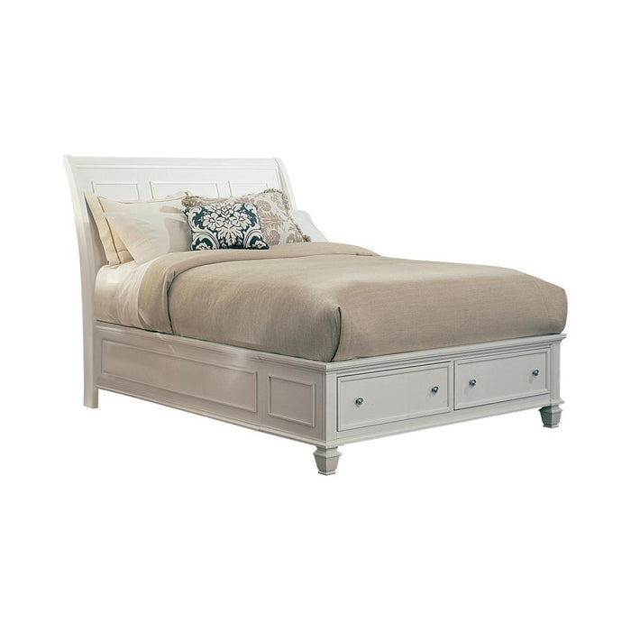 Sandy Beach Eastern King Storage Sleigh Bed Cream White