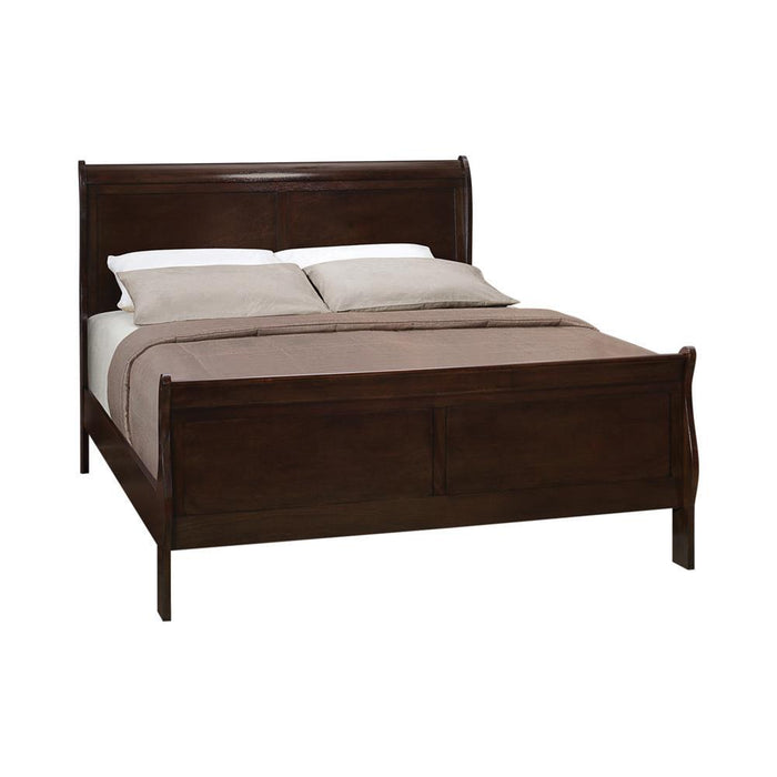 Louis Philippe Eastern King Panel Sleigh Bed Cappuccino