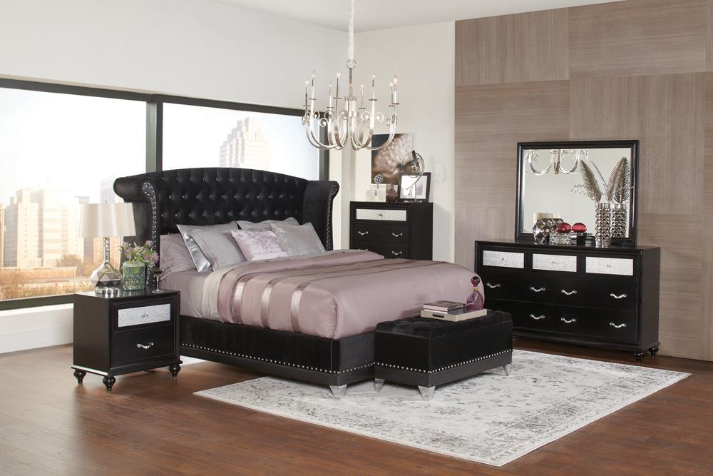 Barzini Black Upholstered California King Bed