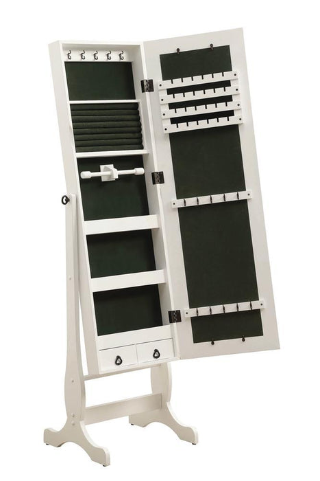 Batista Jewelry Cheval Mirror with Drawers White