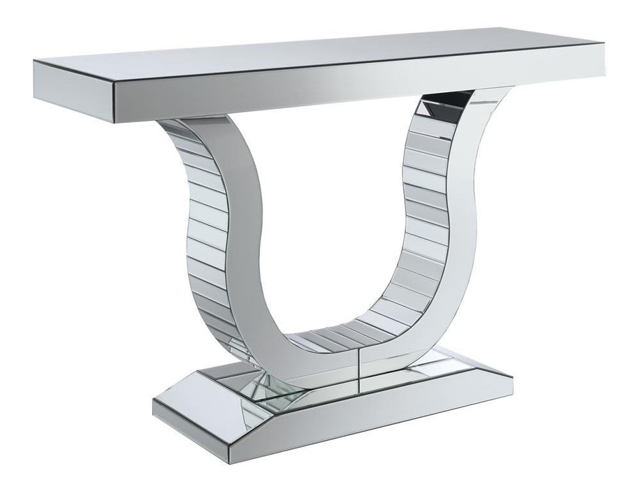 Saanvi Console Table with U-shaped Base Clear Mirror