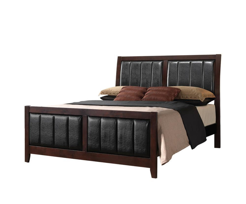 Carlton Full & Twin Upholstered Panel Bed Cappuccino and Black