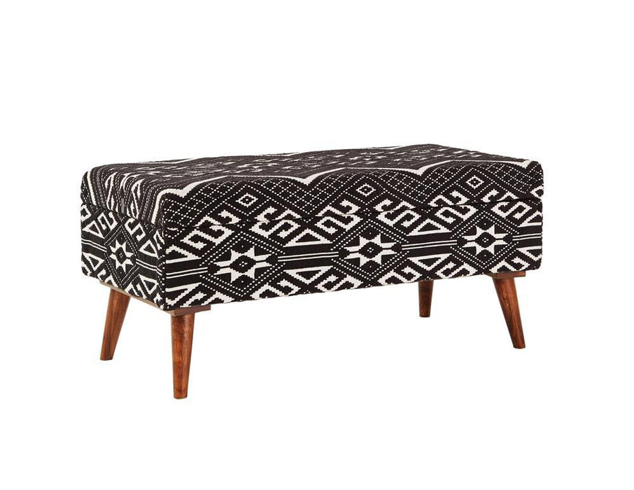 Cababi Upholstered Storage Bench Black and White