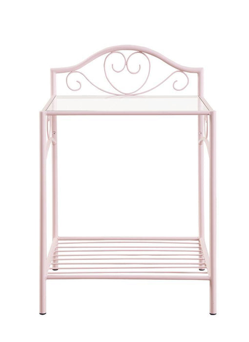 Massi 1-shelf Nightstand with Glass Top Powder Pink