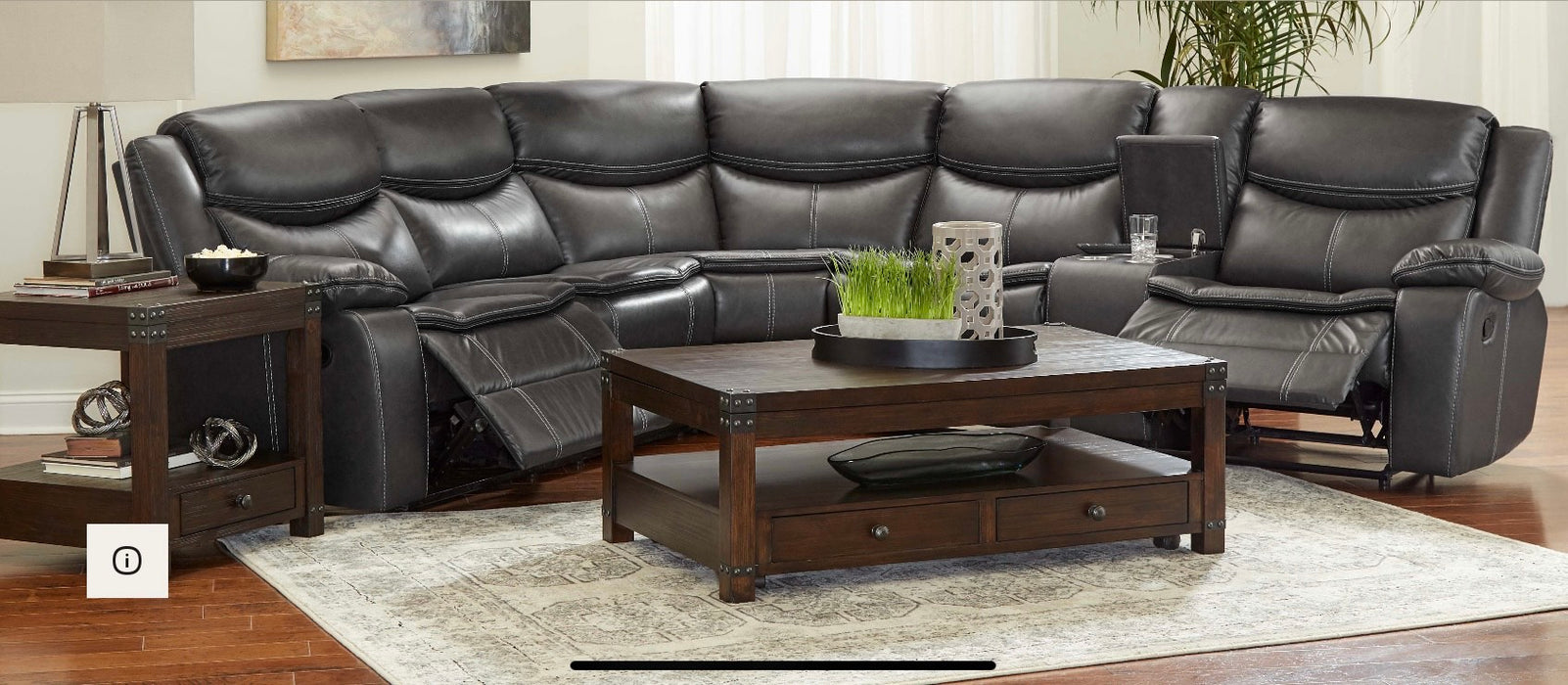 3 piece Reclining Sectional - Charcoal
